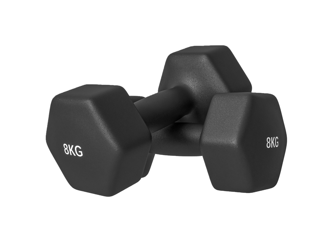 Set 2 Manubri Esagonali 2x8 Kg em Metal e Plástico,pegada Antiderrapante,24x11x11 Cm,preto BTFORUS