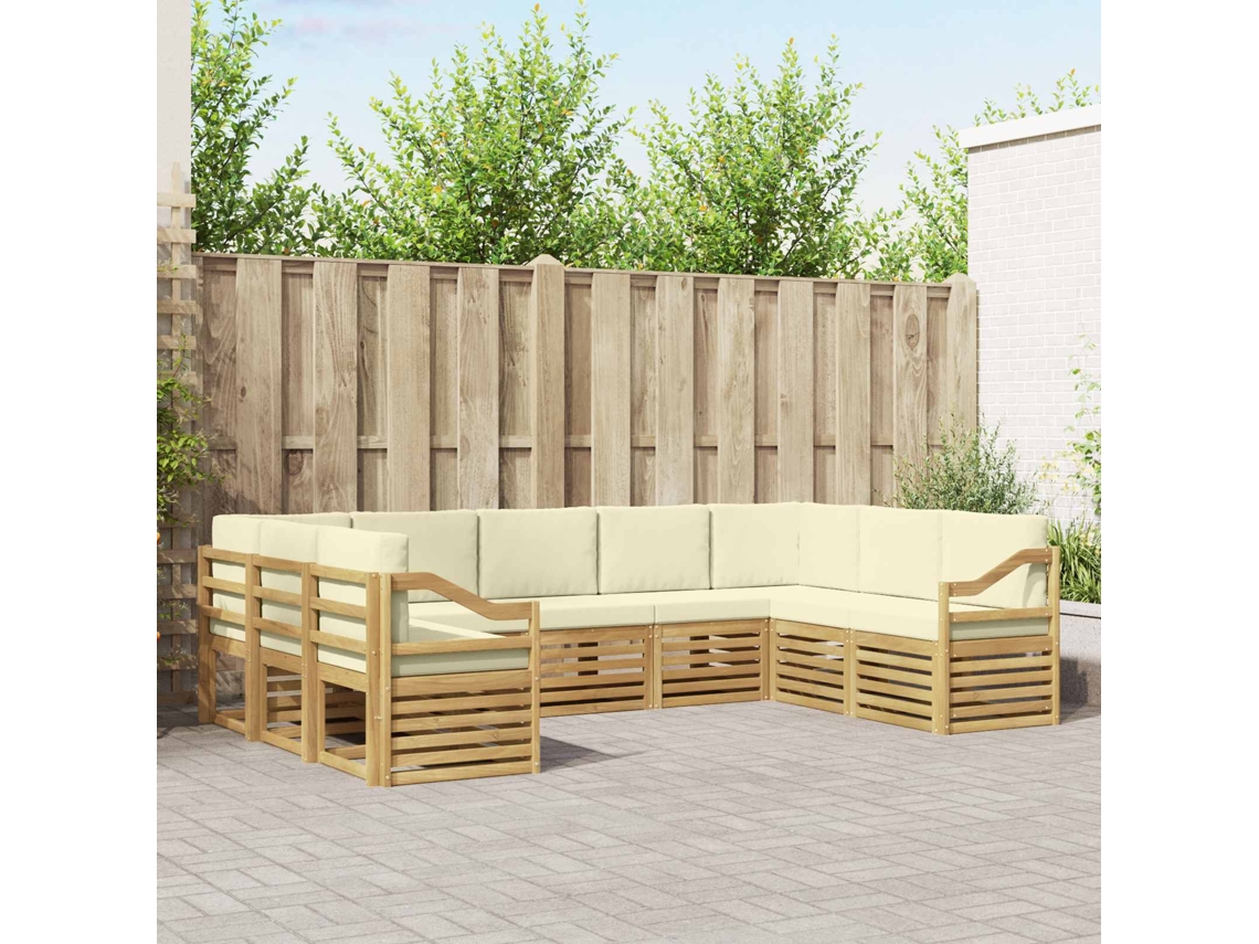 Vidaxl Conjunto De Sofás Para Exterior 9 Unid. Branco E Creme