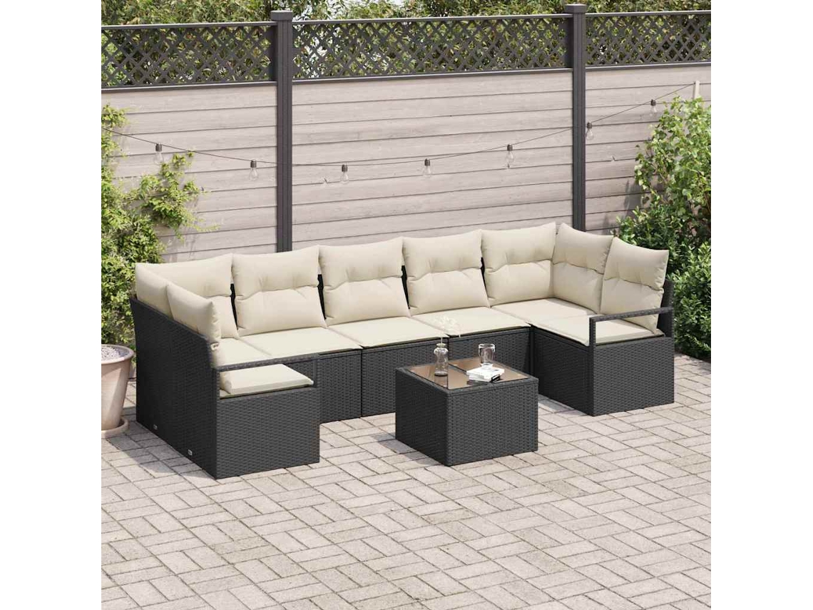 Vidaxl Conjunto De Sofás 8 Unid. 7-número De Lugares Preto E Creme