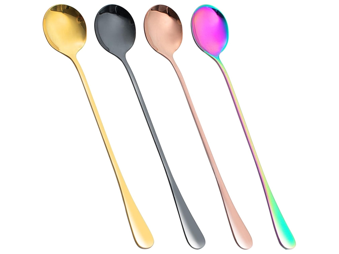 4 Facas De Cabo Longo Inox Multicolor Com Design Ergonômico