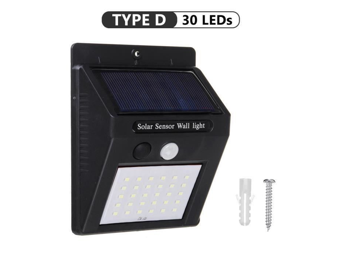 Aplique De Parede Grande 30 Led Solar À Prova Dágua Detector De Movimento Gototop