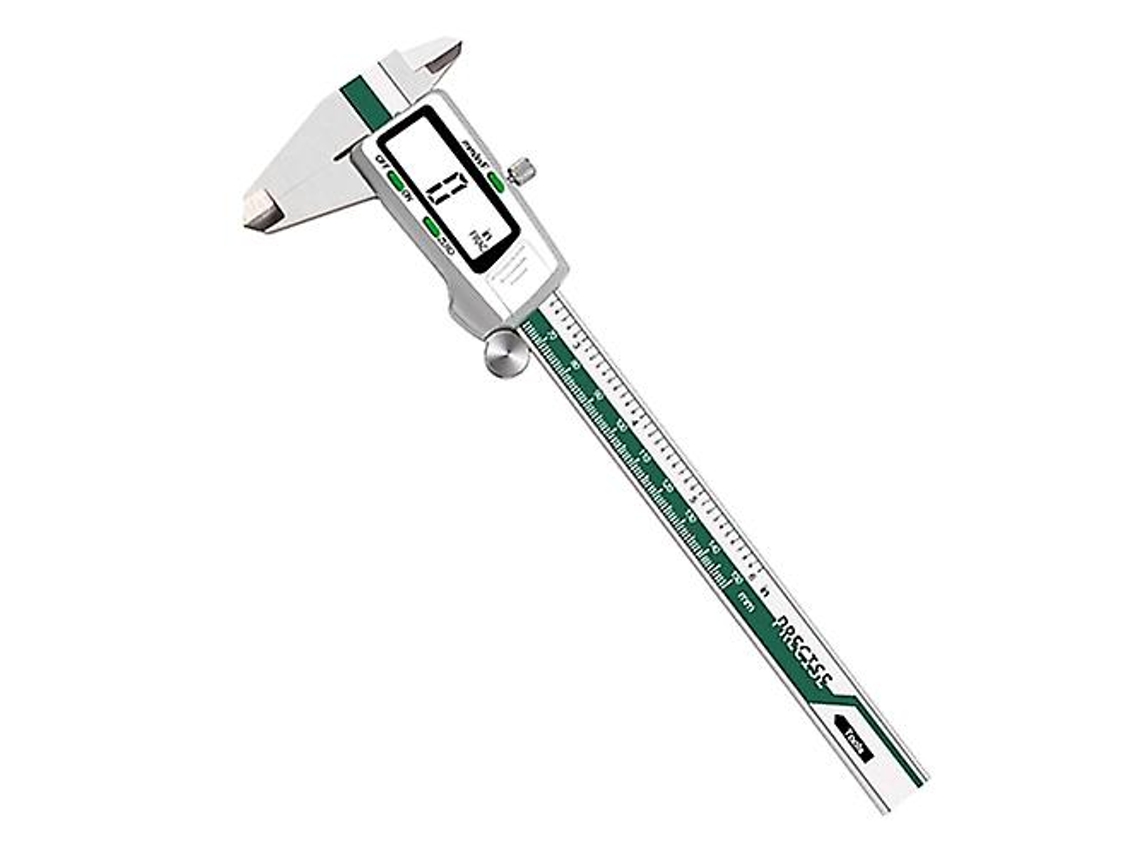 Paquímetro Vernier Et50 0 150mm Em Aço Inoxidável Verde Com Display Digital Slowmoose