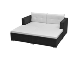 Conjunto Lounge Jardim 3 Peças C/ Almofadões Vime Pe Preto Dkd Home Decor