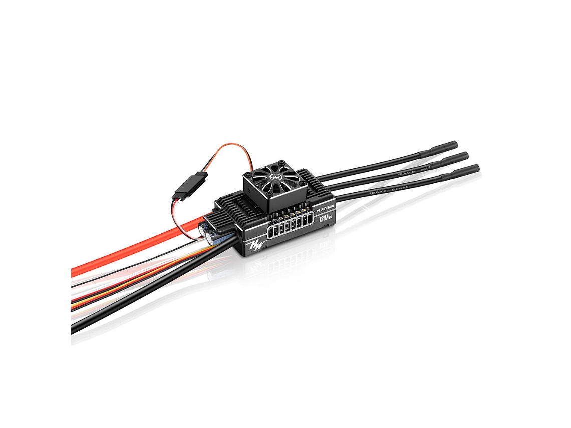 Controlador de velocidade brushless Hobbywing Platinum 120a V5 Vbar com telemetria para helicóptero. MDUG