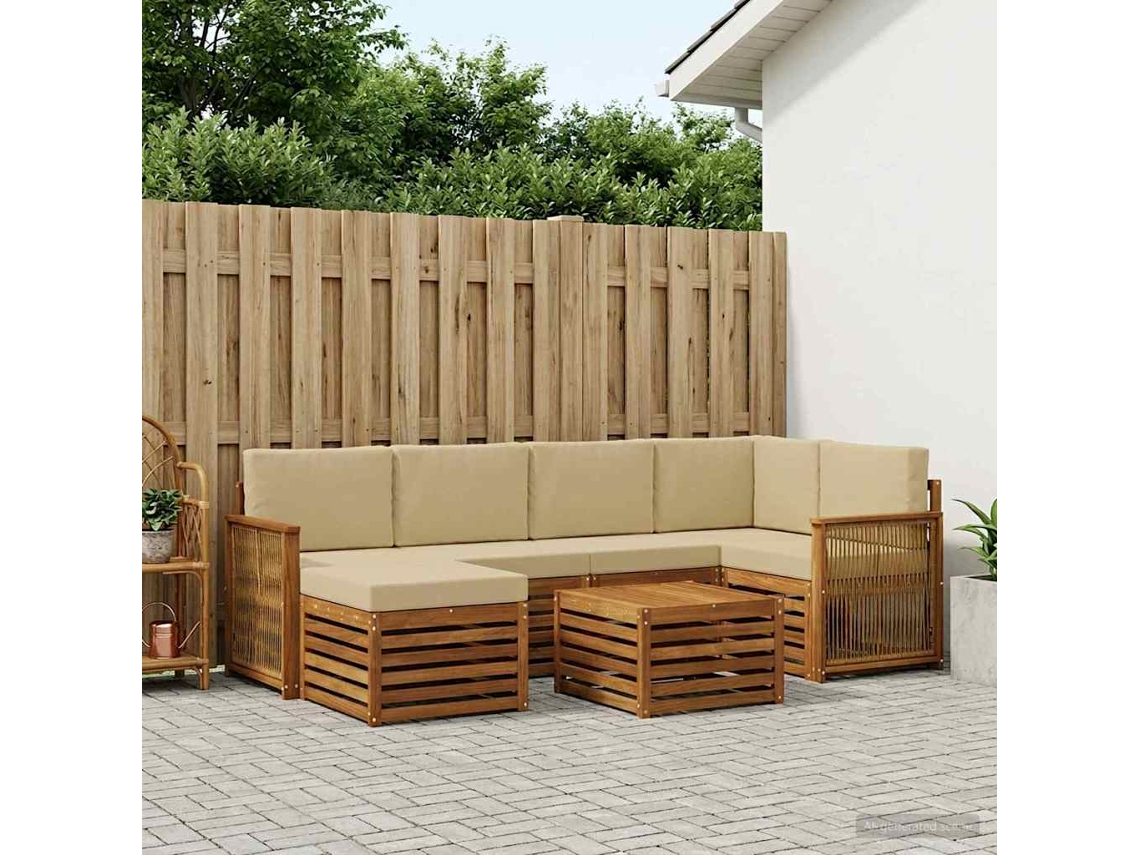 Vidaxl Conjunto De Sofás Para Exterior 6 Unid. Natural