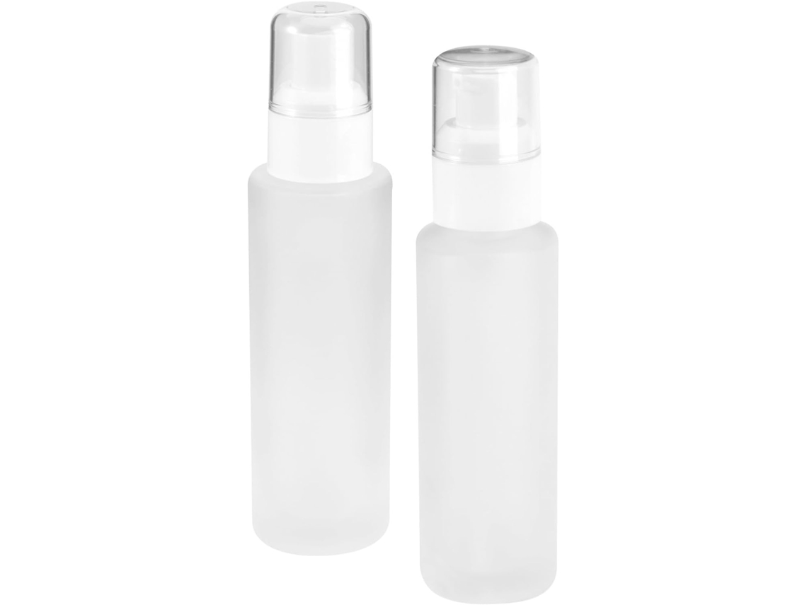 Conjunto De 2 Frascos Cosméticos De Vidro Branco De 60ml
