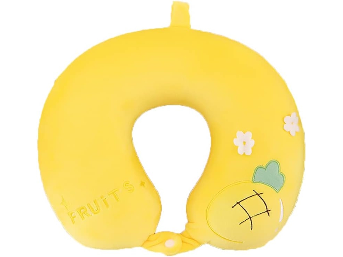Travesseiro Cervical Formato U, Amarelo, 30x30cm, 11, 8"x11, Em Espuma Viscoelástica, Para Viagens, Para A Cabeça E Para O Escritório