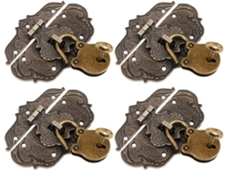 Conjunto De 4 Fechos Urso Em Latão Vintage Com Chave Para Caixas E