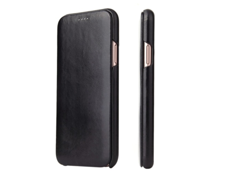 Fierre Shann Capa Em Couro Genuíno Para Apple Iphone X - Preto