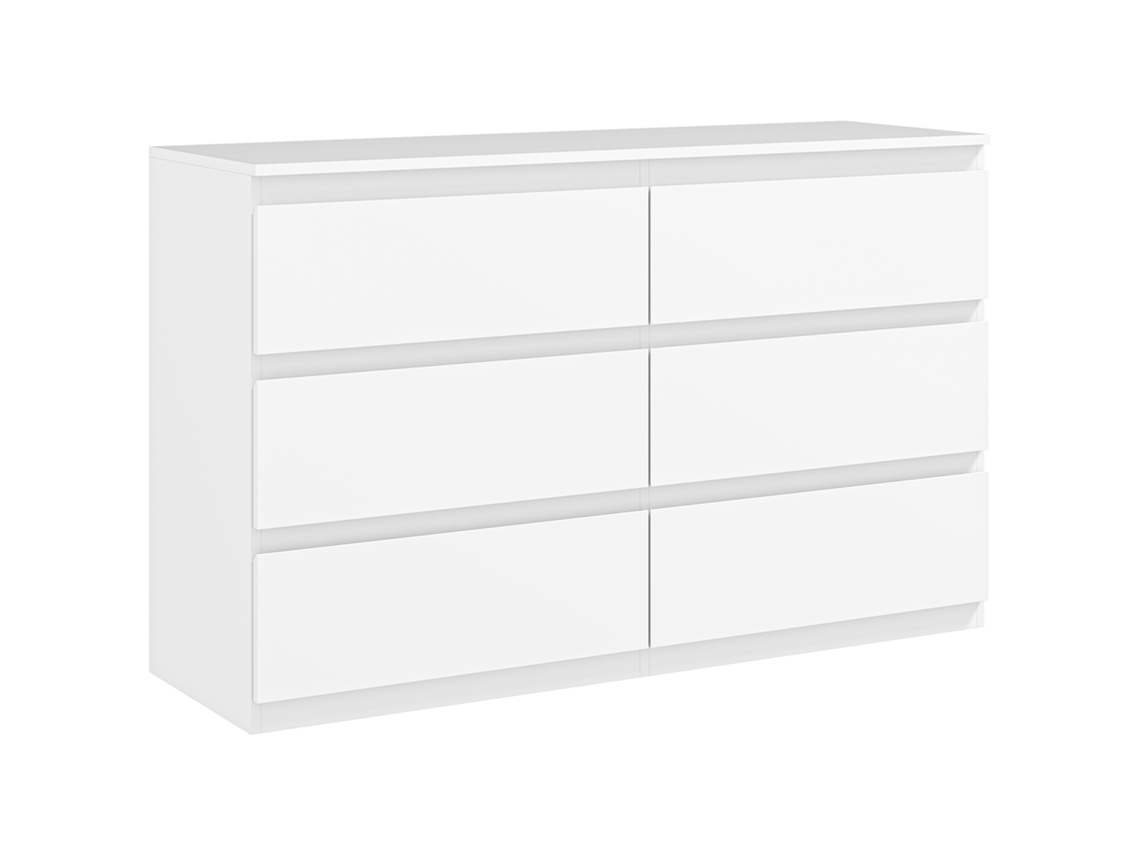 Cômoda BTFORUS 6 gavetas em madeira com guias metálicas 120x39x75 cm branco