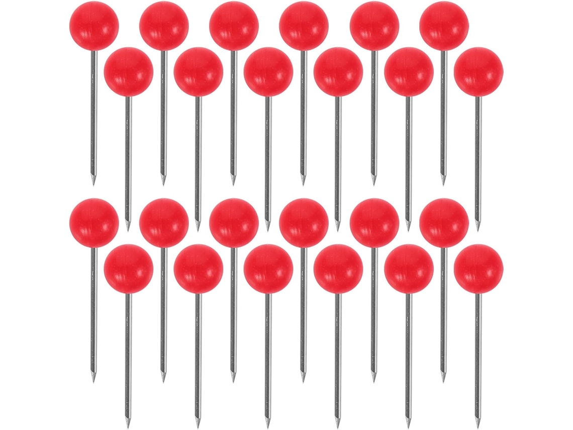 Conjunto de 500 tachininhas redondas para mapas, com pés de plástico e aço inoxidável, fáceis de fixar e reutilizar.