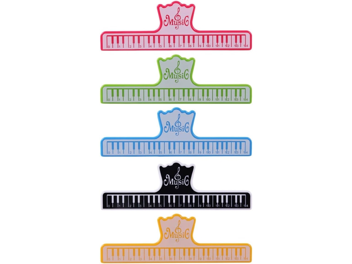 Conjunto De 5 Prendedores Partitura Para Piano, Com Várias Cores Amarelo, Vermelho, Verde, Azul E Preto, Ideais Para
