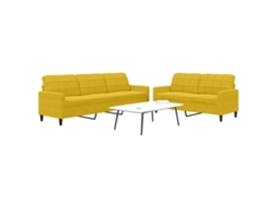 Vidaxl 2 Pcs Conjunto De Sofás Com Almofadões Veludo Amarelo