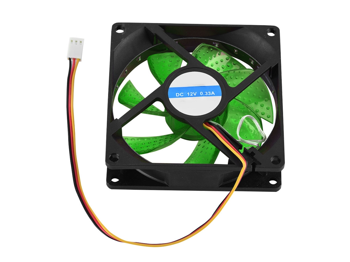 Ventoinha De Resfriamento Led 3pin Para Gabinete De Cpu Pc De 9cm - Verde
