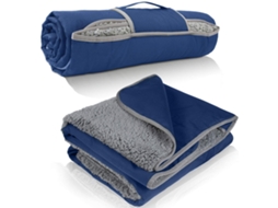 Lurelia Manta De Piquenique 130 X 150 Cm Azul Lã Impermeável Dobrável Portátil Com Alça Lavável Para Praia Parque Campismo