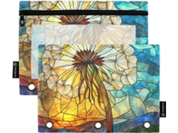 Estojo De Lápis Dandelion Vidro Com Janela Transparente, Estojo Colorido Transparente Com Janela E Ilhós, Fichário De 3 Argolas