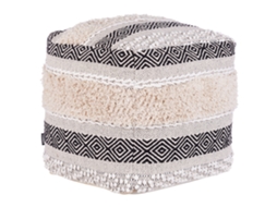 Puf Cuadrado Estilo Boho Beliani Kanam De Algodón Beige 45x45x45