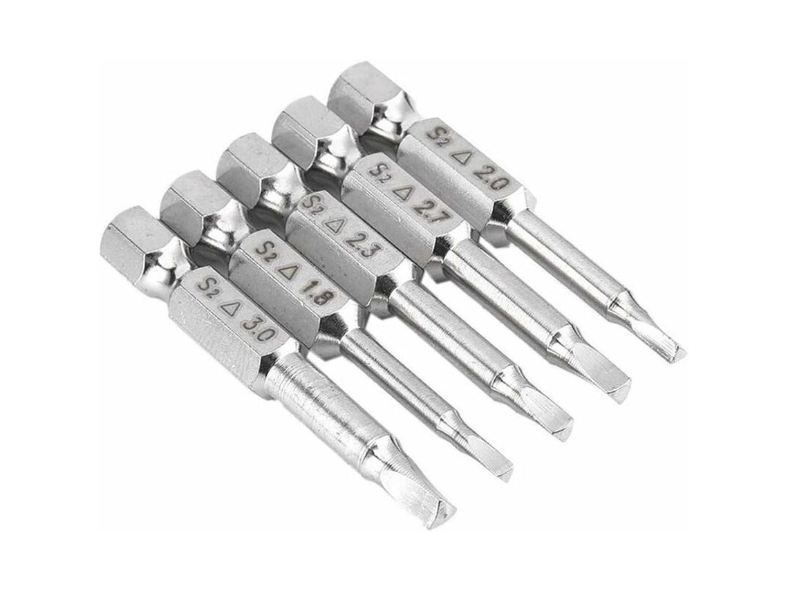 Conjunto De 5 Pontas Chave Fenda Magnéticas Com Cabeça Triangular Em Aço S2 1, 8 Mm