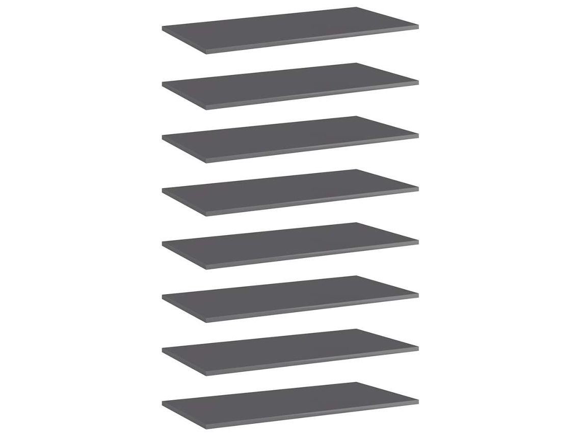 Vidaxl Prateleiras Para Estante 8 Pcs 80x40x1,5cm Contraplacado Cinza