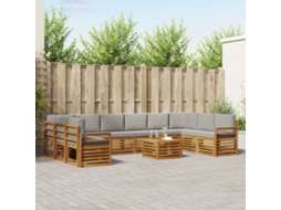 Vidaxl Conjunto De Sofás Para Exterior 11 Unid. Cinza Natural E Claro