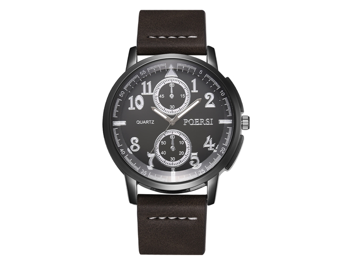 Relógio Masculino de Negócio Simples Pulseira Pu Quartzo Cinza Resistente a Arranhões