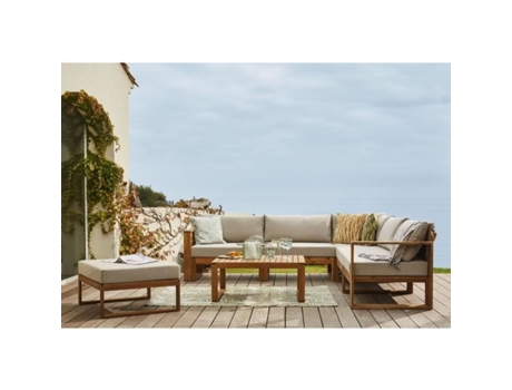 Móveis de jardim em madeira de acácia - 7 pessoas - Levata - Linho cinza BOCARNEA