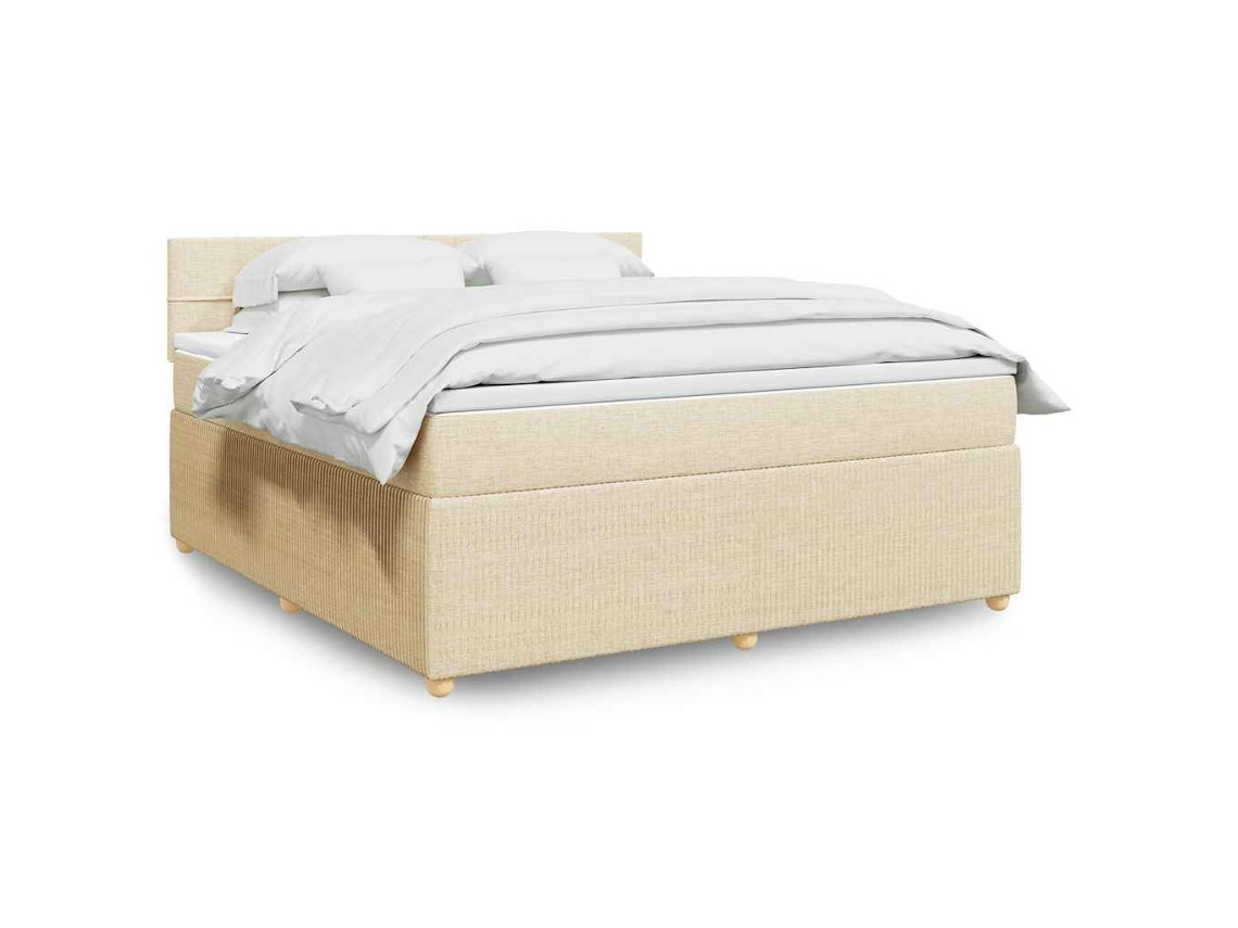 Vidaxl Cama Com Molas/colchão 180x200 Cm Tecido Cor Creme