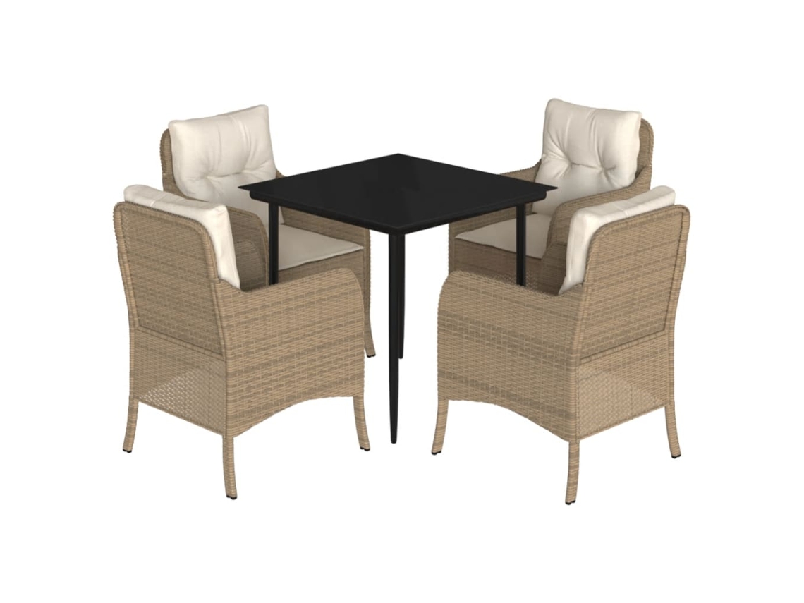 Garden Dining Set, Garden Dining Sets Vidaxl Bege Rattan / Vime (80 Cm Table Length)