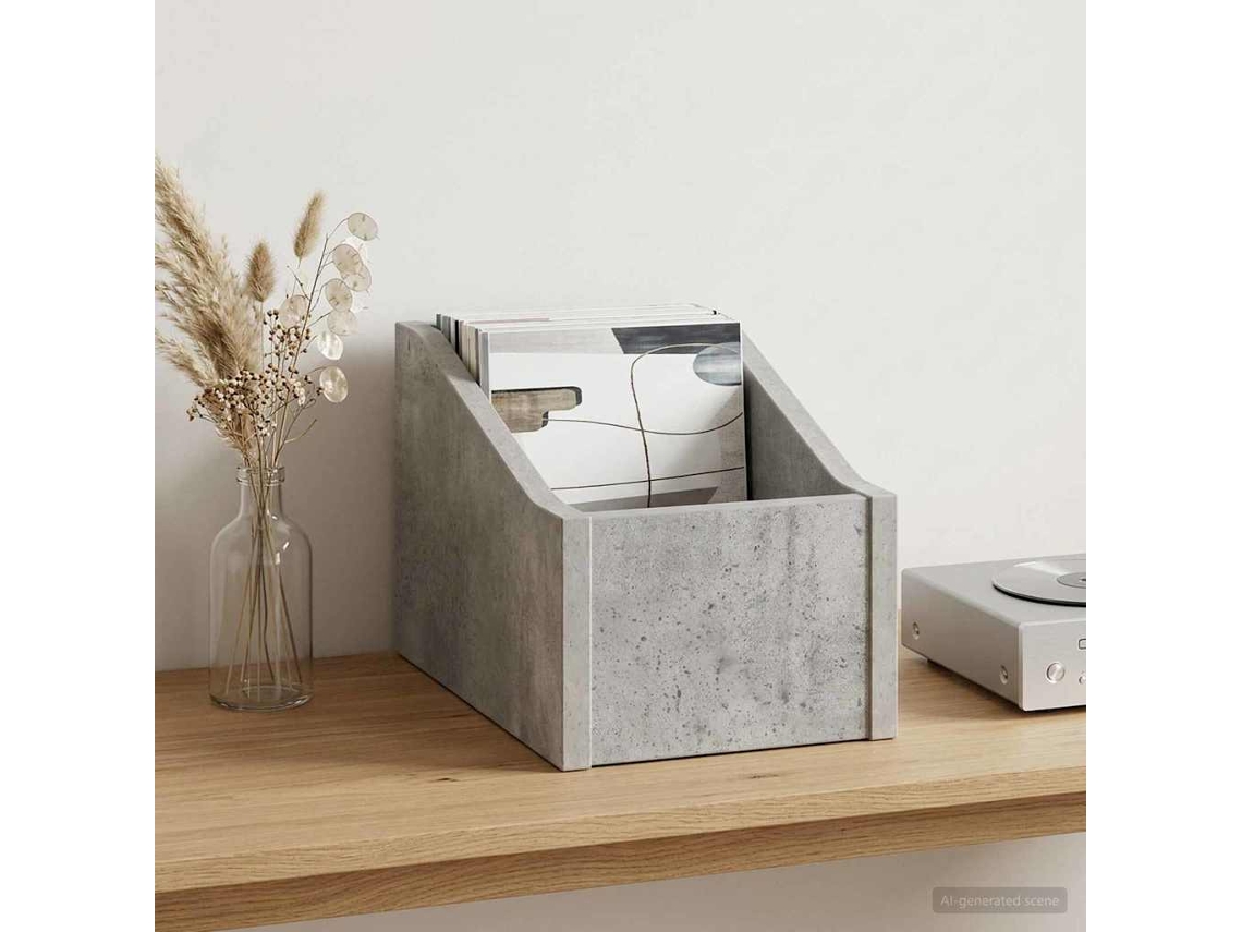 Vidaxl Caixa De Discos Lp Cinzento Cimento 18 X 32 X 18 Cm