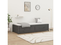 Vidaxl Sofá-cama 90 X 200 Cm Madeira De Pinho Maciça Cinzento