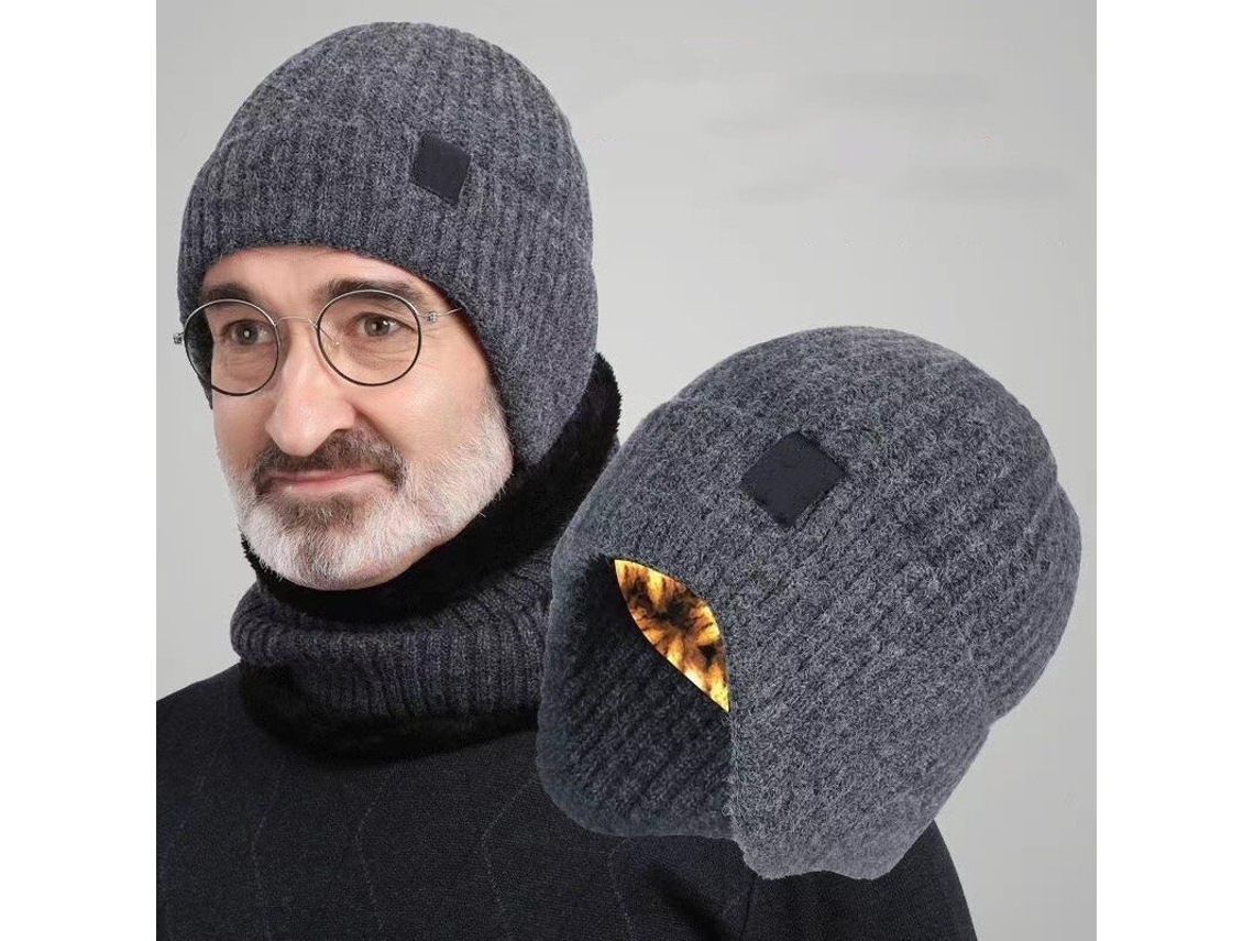 Preto Xanes Gorro Inverno Tricô Ciclismo Forro Pele Sintética Aba Protetores Auriculares Casual Moderno