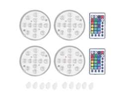 4pcs Lâmpada Submersível Led Ip68 com Iman e Ventosa 16 Cores para Piscina Aquário Festa | S/MARCA