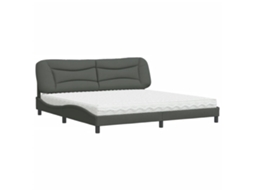Cama com Colchão Hvar 200x200 cm Tecido Cinzento escuro MAISON EXCLUSIVE
