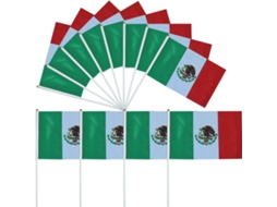 Kit de 50 Hastes Plásticas para Bandeiras Mexicanas, Feitas de Poliéster. Pequenas Bandeiras Nacionais Mexicanas para CHABERLU