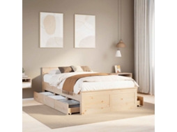 Vidaxl Cama Sem Colchão Com Cabeceira 135x190 Cm Pinho Maciço
