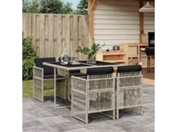 Vidaxl 5 Pcs Conjunto De Jantar P/ Jardim C/ Almofadões Cinzento Claro