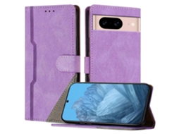 Capa De Couro Com Estampa Triangular E Suporte Tipo Carteira Para Google Pixel 8a, À Prova De Choque