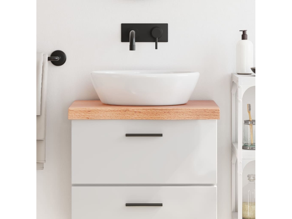 Vidaxl Bancada P/ Wc 60x40x(2-6) Cm Madeira Maciça Tratada Castanho