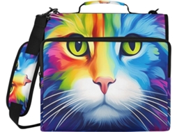Pasta Organizadora Neon Cat Escola E Trabalho, Em Poliéster Resistente À Água Com 3-argolas E Bolso Laptop