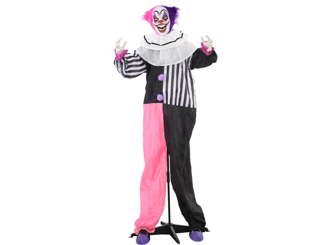Decoração assustadora de Palhaço, móbile, rosa e vermelho, com função de risada, para o Halloween.