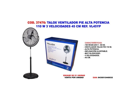 Talox ventilador pie alta potencia 110w 3ve 45 ct vl45yp-fes-45a