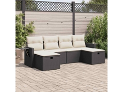 Vidaxl 6 Pcs Conjunto Sofás De Jardim C/ Almofadões Vime Pe Preto