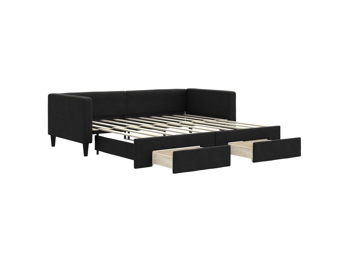 Sofá-cama Com Gavetão Vidaxl Preto Tecido