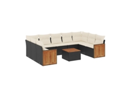 Maison Exclusive - 10 Pcs Conjunto Sofás De Jardim C/ Almofadões Vime Pe Preto