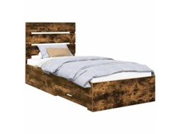 Estrutura de Cama com Gaveta MAISON EXCLUSIVE Carvalho Defumado 90 X 190 cm