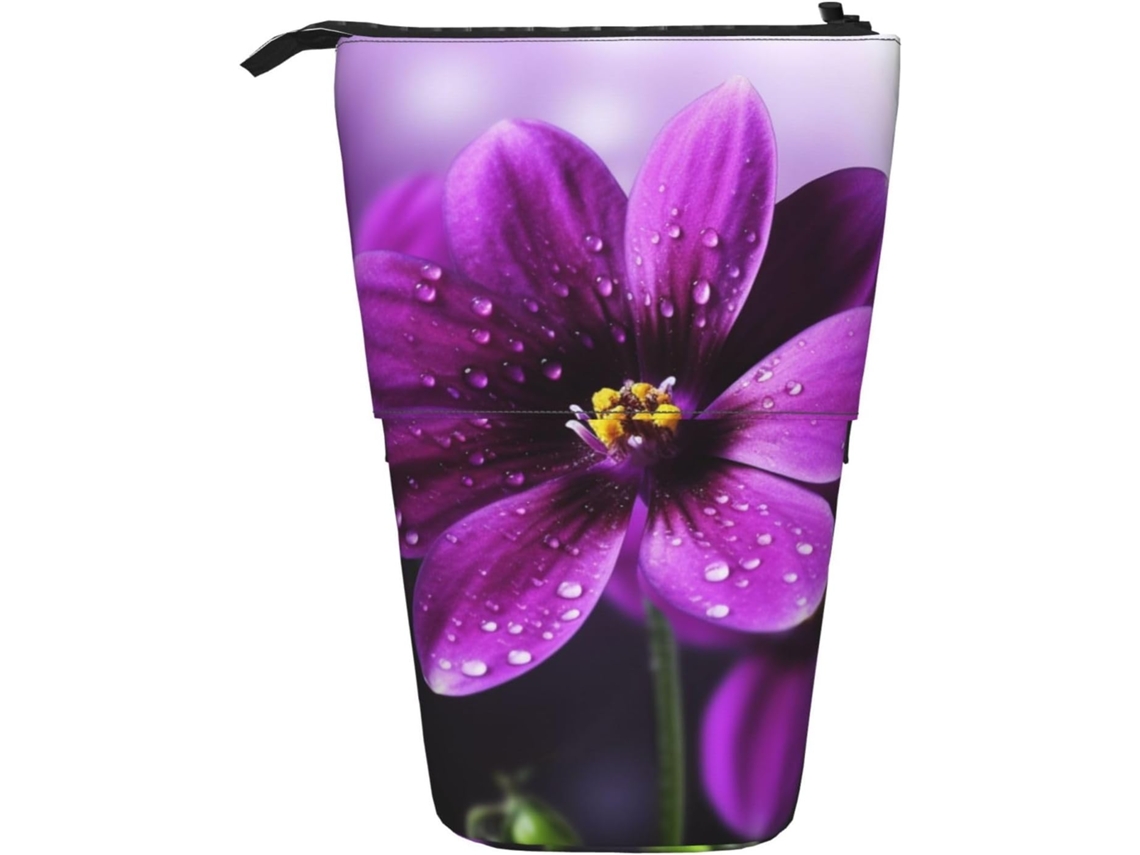 Purple Case Trousse Crayons Télescopique Flower Print Durable Porte-stylo Multifotionnel Peil