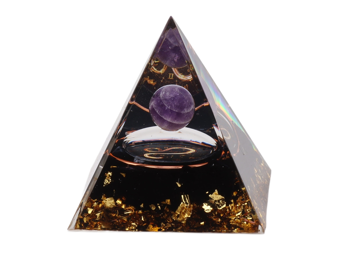 Pirâmide Orgonite 5cm Cristal Energia Positiva Leão
