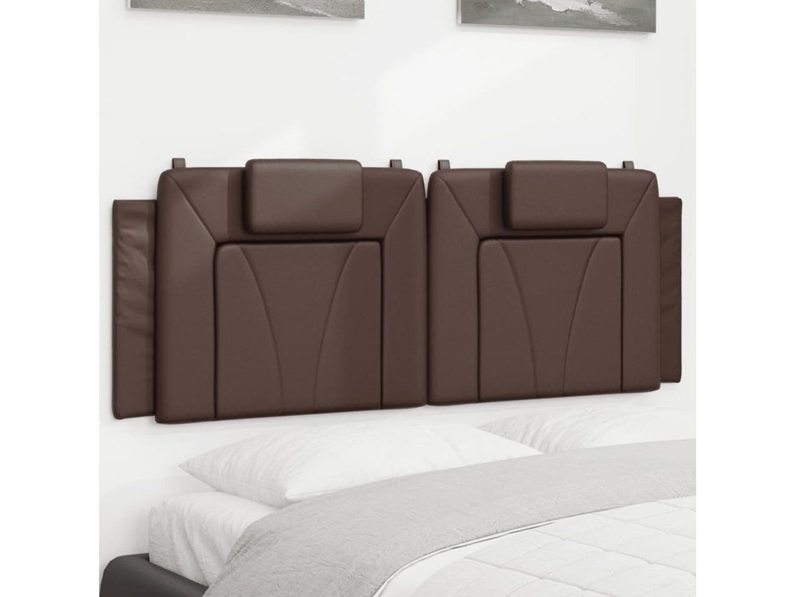 Almofadão De Cabeceira 140 Cm Couro Artificial Castanho Lovely Home