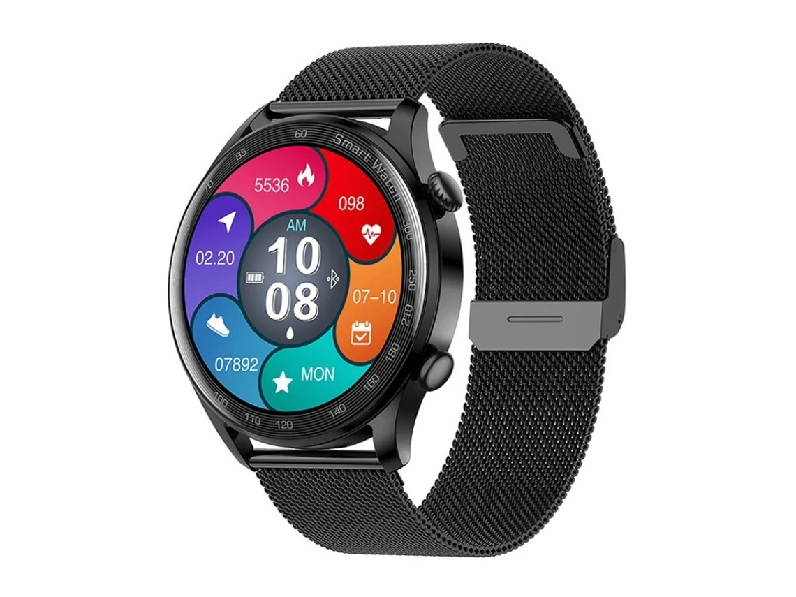 Smartwatch com Monitor de Frequência Cardíaca, Pressão Arterial, Passos, Chamadas e Notificações Bluetooth, Preto, Bestvite
