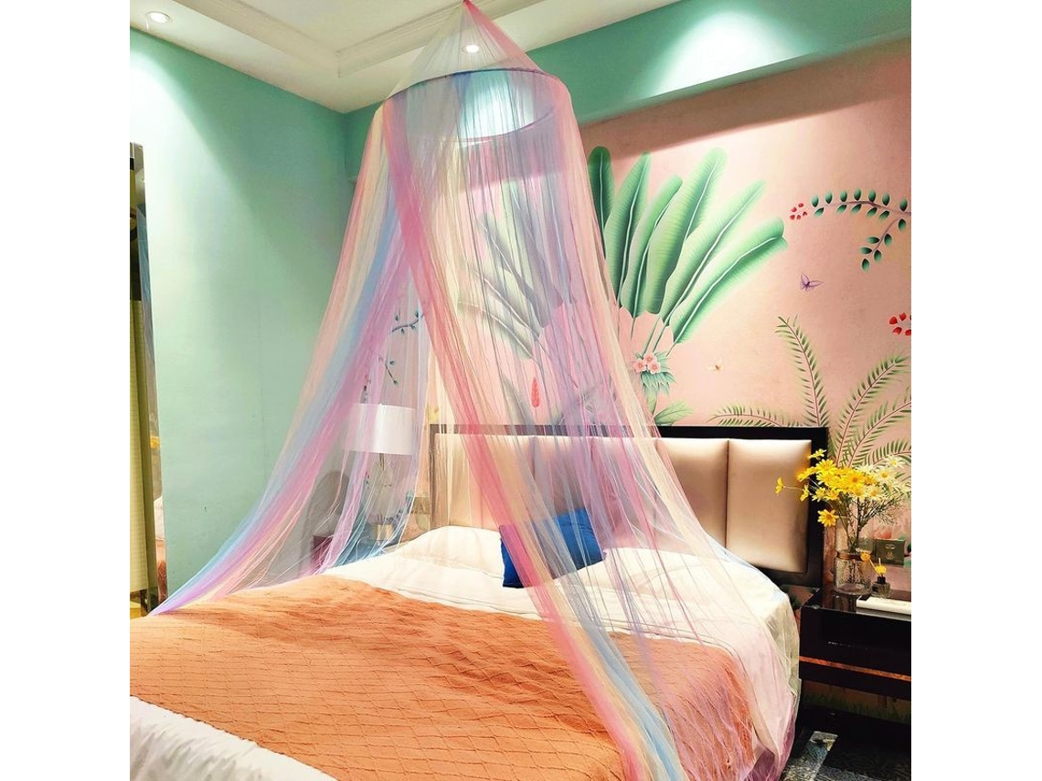 Mosquito Net Dossel Arco íris para Meninas, Instalação Fácil Decor Quarto Infantil Princess | S/MARCA
